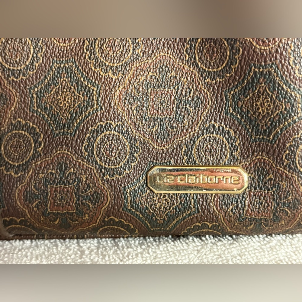 VTG Liz Claiborne Crossbody Brown Paisley Leather Purse Bag - Picture 8 of 16